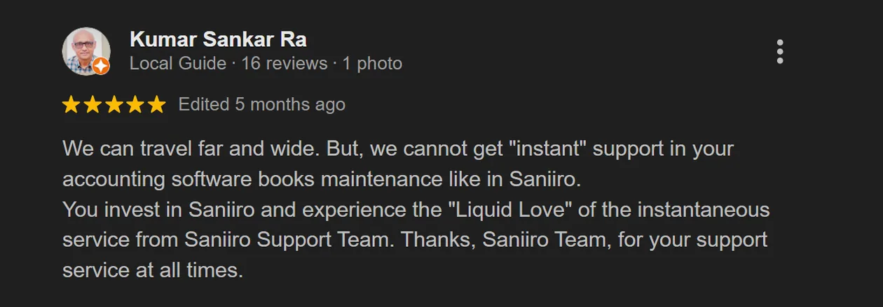 Saniiro customer review 1