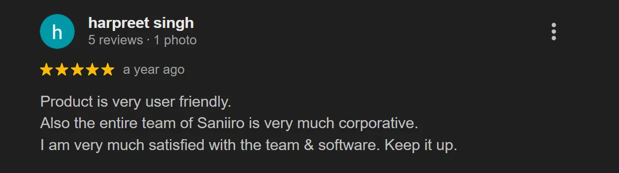 Saniiro customer review 3